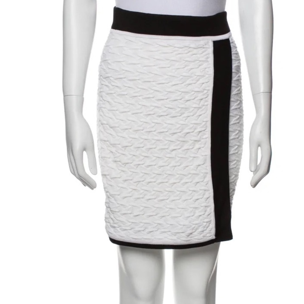 Opening Ceremony textured knit mini Skirt contrast trim fitted white black